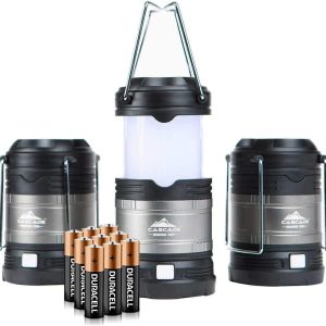 Cascade Mountain Tech Pop-Up IPX4 Water-Resistant LED Lantern with 4 Light Modes - 3 Pack