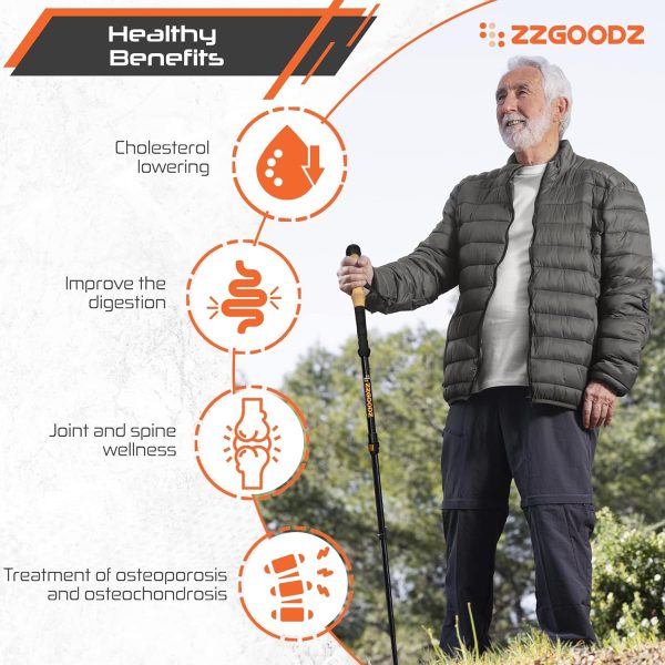 Collapsible Hiking & Trekking Poles 2 pc - Ultralight Folding Walking Sticks for Seniors, Women and Men-Adjustable Hiking Sticks with Metal Folding Clasps, Cork Handle and Silky Wristband - Image 8
