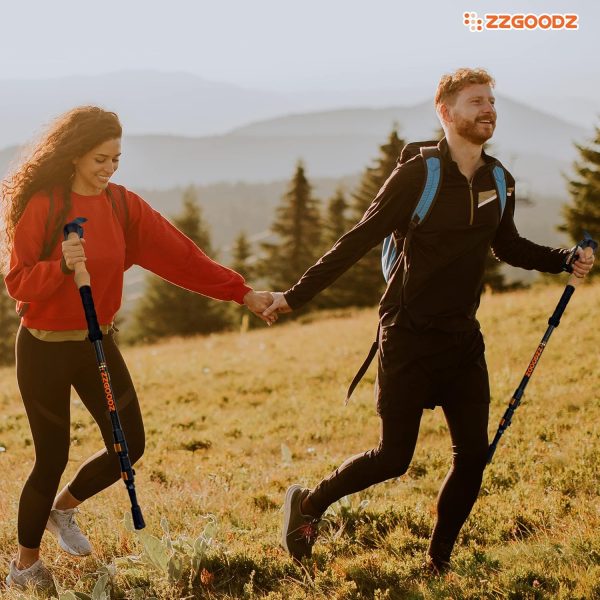 Collapsible Hiking & Trekking Poles 2 pc - Ultralight Folding Walking Sticks for Seniors, Women and Men-Adjustable Hiking Sticks with Metal Folding Clasps, Cork Handle and Silky Wristband - Image 9