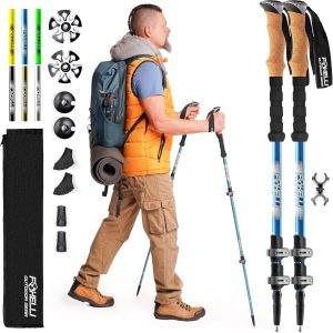 Foxelli Trekking Poles – Lightweight Collapsible Trekking Poles for Hiking Men & Women, Perfect Balance & Support for Seniors