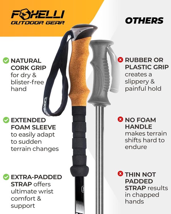 Foxelli Trekking Poles – Lightweight Collapsible Trekking Poles for Hiking Men & Women, Perfect Balance & Support for Seniors - Image 3