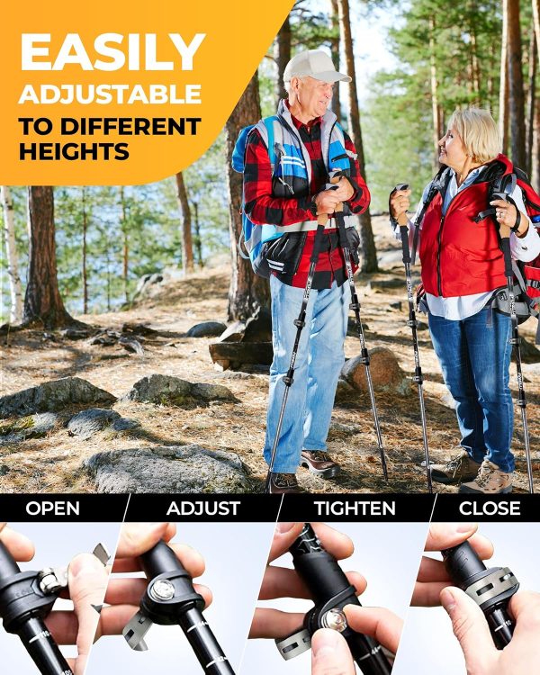 Foxelli Trekking Poles – Lightweight Collapsible Trekking Poles for Hiking Men & Women, Perfect Balance & Support for Seniors - Image 4