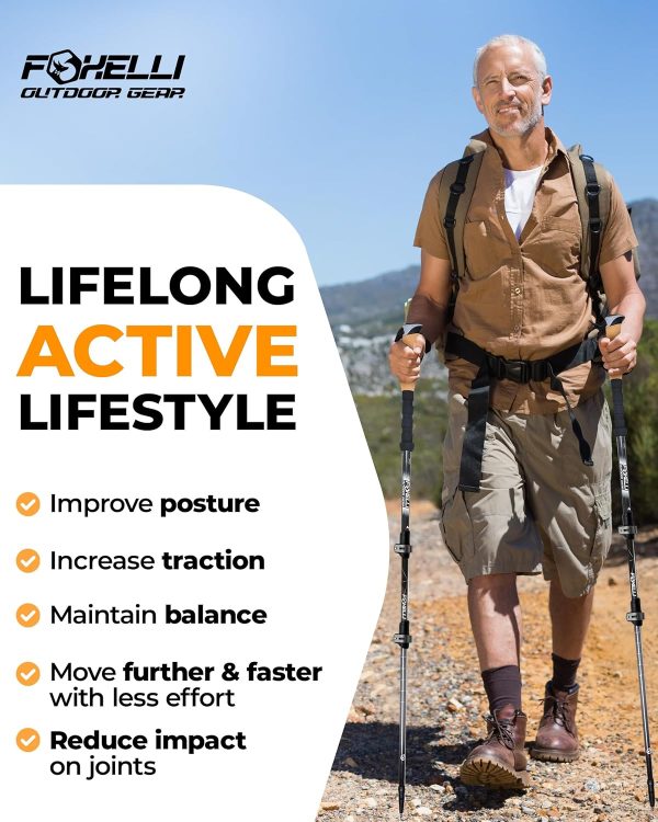 Foxelli Trekking Poles – Lightweight Collapsible Trekking Poles for Hiking Men & Women, Perfect Balance & Support for Seniors - Image 7