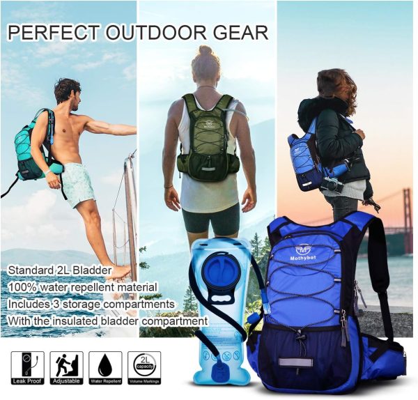 Hydration Pack, Insulated Hydration Backpack with 2L BPA Free Water Bladder and Storage, Hiking Backpack for Men, Women, Kids for Running, Cycling, Camping - Keep Liquid Cool up to 5 Hours - Image 7