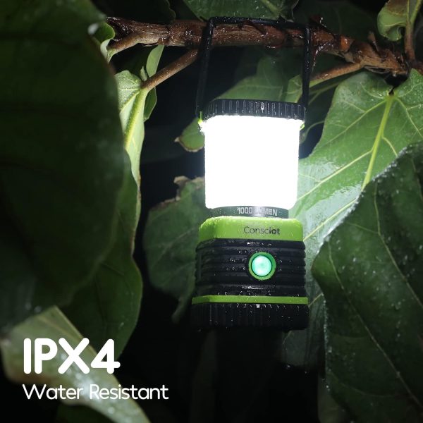 LED Camping Lantern Rechargeable, Consciot Camping Lights, 1000LM, 4 Light Modes, 4400mAh Power Bank, IPX4 Waterproof, Dimmable Tent Lights for Emergency, Power Outages, USB C Cable Included, 2 Pack - Image 7