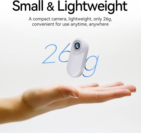 Mini Action Camera 1080P with 32GB Card Sports Camera Pocket Wearable Body Camera Helmet Camera vlogging Camera Multi-Function Accessory Mini Body Camera Pocket Camera (White) - Image 6