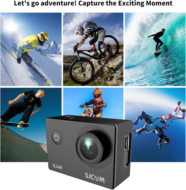 SJCAM SJ4000 Action Camera 4K, 40MP Waterproof Camera Underwater, EIS Stabilization Motorcycle Sport Camera, 170°FOV, 5X Zoom, Dual Batteries, 32G SD Card and Helmet Mount Accessories Kits - Image 8