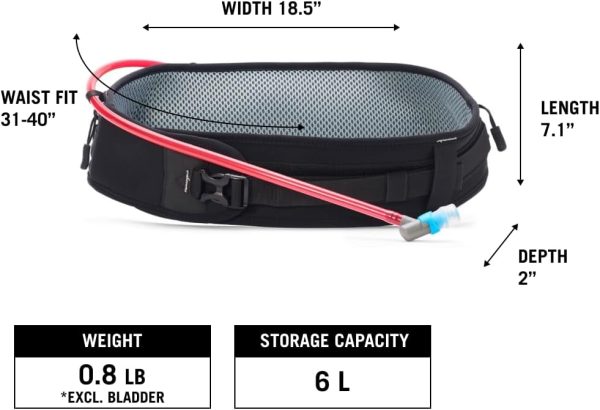 USWE Zulo Hydration Hip Pack - with Organizer and Side Pockets, Bounce Free Hip Belt (6L, Black) - Image 2