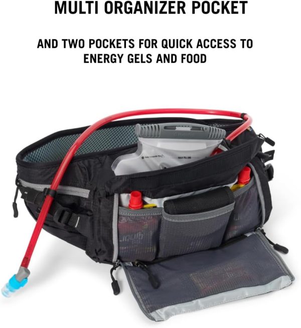 USWE Zulo Hydration Hip Pack - with Organizer and Side Pockets, Bounce Free Hip Belt (6L, Black) - Image 7